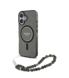 Guess Magsafe “Glitter with Pearl Strap” Hard Case Θήκη προστασίας από σκληρό πλαστικό – iPhone 16 (Μαύρο – GUHMP16SHGCRELSK)