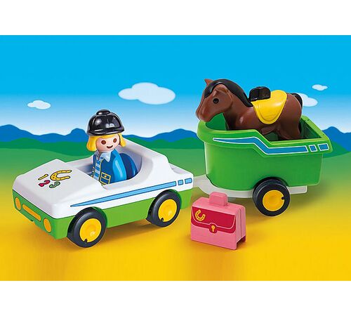 PLAYMOBIL 1-2-3 Όχημα με τρέιλερ μεταφοράς αλόγου 70181