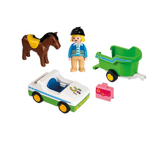 PLAYMOBIL 1-2-3 Όχημα με τρέιλερ μεταφοράς αλόγου 70181