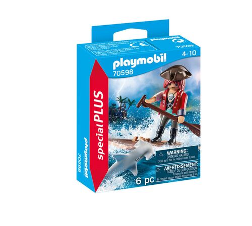 PLAYMOBIL Πειρατής με σχεδία και σφυροκέφαλος καρχαρίας 70598