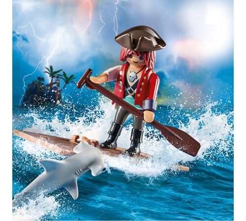 PLAYMOBIL Πειρατής με σχεδία και σφυροκέφαλος καρχαρίας 70598