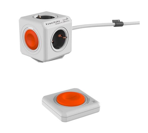 Allocacoc® PowerCube |Extended Remote Single| Τηλεχειριζόμενο Πολύπριζο 4 θέσεων – Πορτοκαλί – 1513/EUEXRM