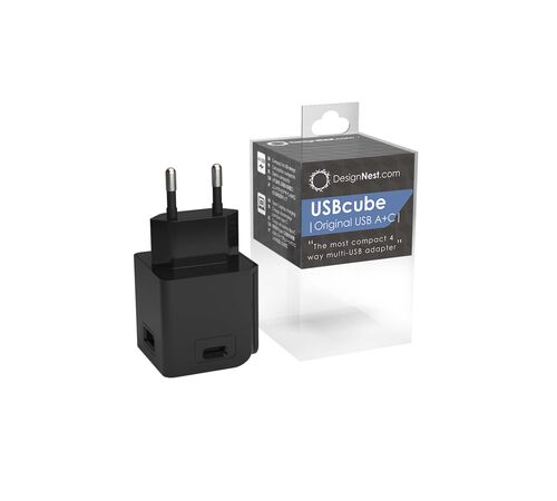 Allocacoc® PowerCube |USBcube Original USB A+C| Πολύπριζο 2xUSB-A + 2xUSB-C - Μαύρο - 10466BK/EUACMC