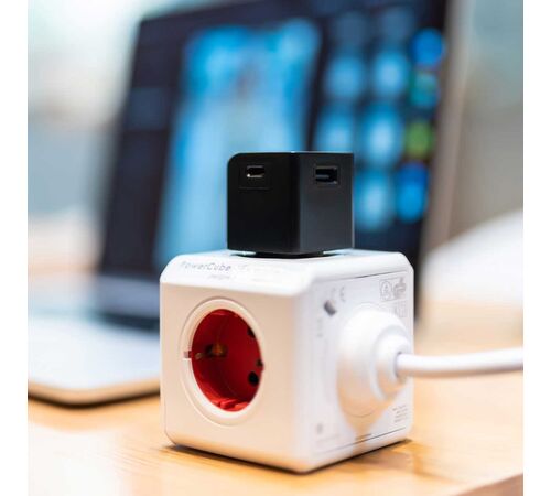 Allocacoc® PowerCube |USBcube Original USB A+C| Πολύπριζο 2xUSB-A + 2xUSB-C - Μαύρο - 10466BK/EUACMC