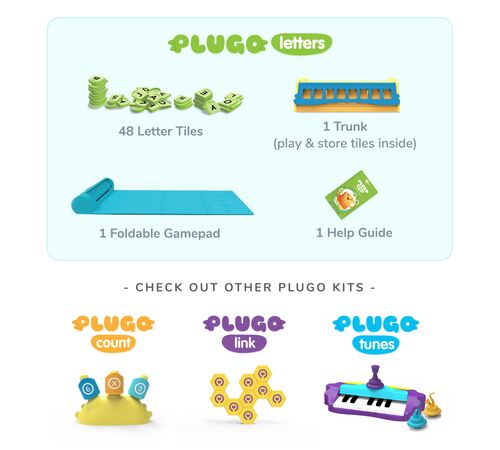 Plugo Letters by PlayShifu Σύστημα παιδικού παιχνιδιού Επαυξημένης Πραγματικότητας γνώσεων με τουβλάκια