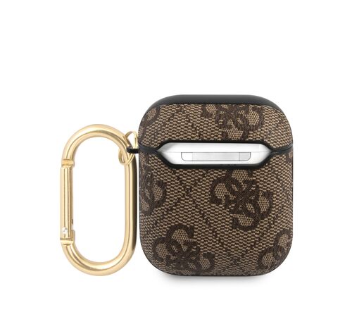 Guess Script Metal Logo Collection Θήκη προστασίας από δερματίνη για Apple Airpods 1/2 (Καφε)