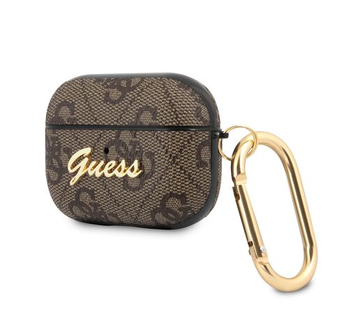 Guess Script Metal Logo Collection Θήκη προστασίας από δερματίνη για Apple Airpods Pro (Καφε)