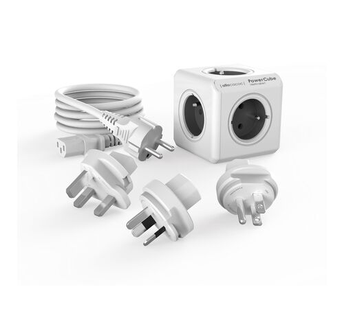 Allocacoc® PowerCube |ReWirable| Πολύπριζο 4 θέσεων & 4x plugs Γκρι - 1600/DERW4P