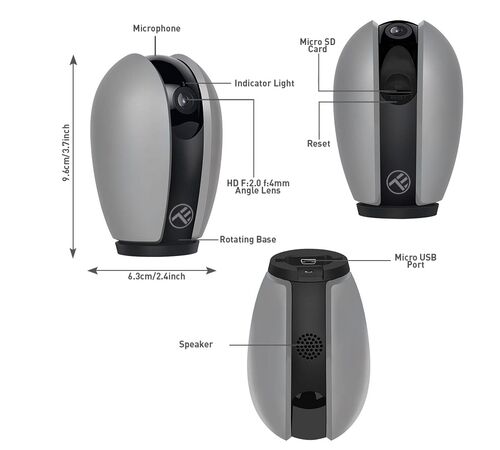 Tellur WiFi Smart Indoor Camera σε μαύρο/γκρι χρώμα FullHD (TLL331071)