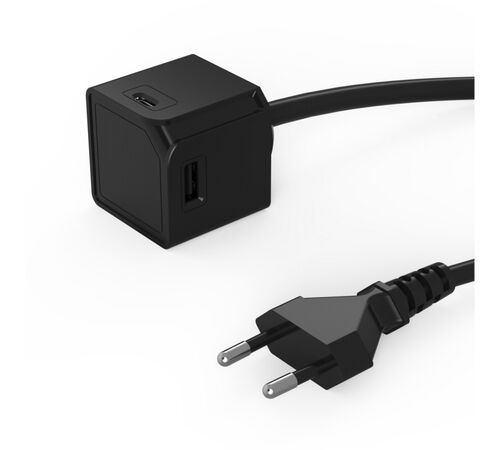 Allocacoc® PowerCube |USBcube Extended USB A+C| Πολύπριζο 2xUSB-A + 2xUSB-C – Μαύρο – 10467BK/EUACMC