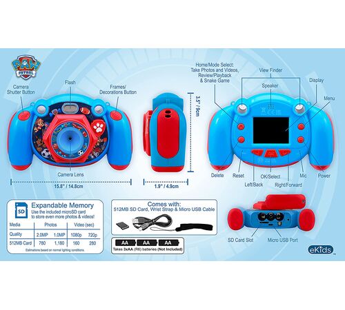 eKids Paw Patrol My First Camera H πρώτη παιδική φωτογραφική μηχανή για παιδιά (PW-535) (Κόκκινο/Μπλε)