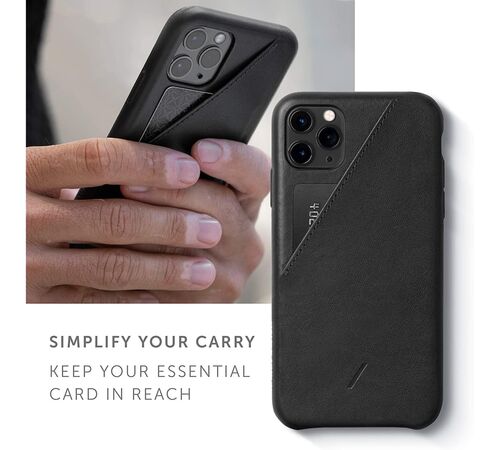 Native Union Clic Card Δερμάτινη Θήκη προστασίας για Apple iPhone 11 Pro Max με υποδοχή για κάρτες – μαύρη