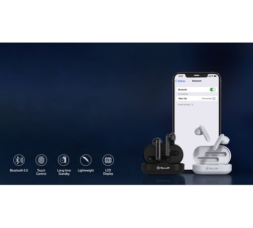 Tellur Flip Bluetooth True Wireless Headphones Ασύρματα Ακουστικά Bluetooth TWS – White
