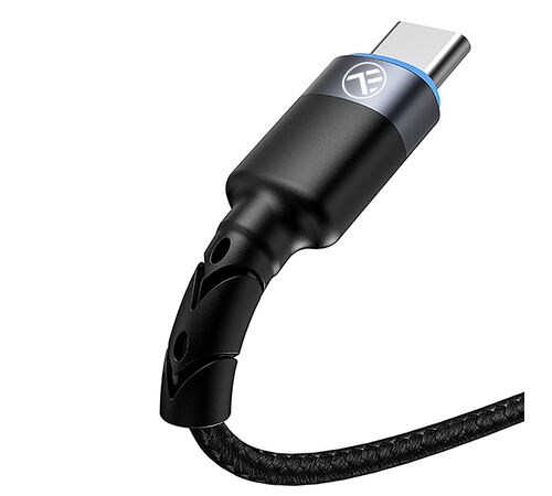 Tellur Data Cable USB To Type-C with LED Light, 2A, 2m, nylon, black