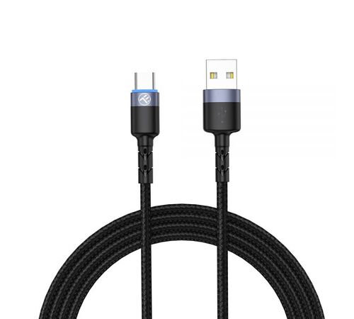 Tellur Data Cable USB To Type-C with LED Light, 2A, 2m, nylon, black