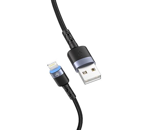 Tellur Data Cable USB To Lightning with LED Light, 2A, 2m, nylon, black
