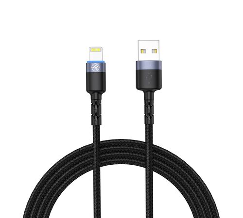 Tellur Data Cable USB To Lightning with LED Light, 2A, 2m, nylon, black