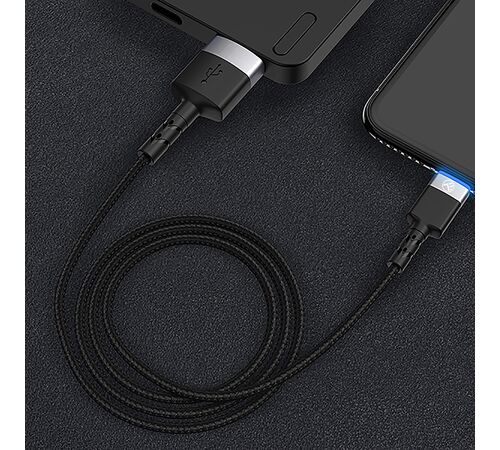 Tellur Data Cable USB To Lightning with LED Light, 2A, 2m, nylon, black