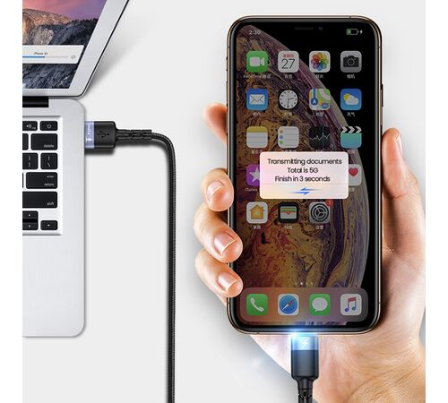 Tellur data cable USB to Lightning with LED light, 1.2m, black