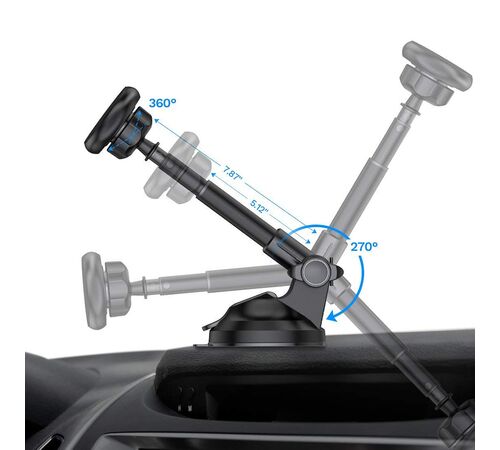 Tellur Phone Suction Cup Magnetic Adjustable Holder Μαγνητική βάση στήριξης Smartphone ταμπλώ αυτοκινήτου (Black - TLL171092)