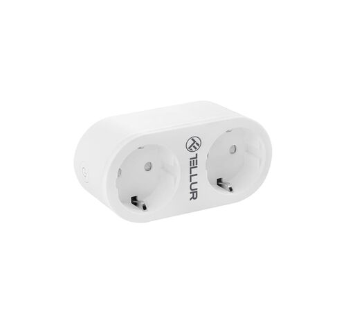 Tellur Smart WiFi AC Dual Plug Διπλή Εξωτερική Πρίζα Ρεύματος WiFi με Ένδειξη ενεργειακής κατανάλωσης σε λευκό χρώμα