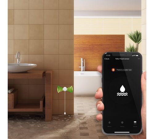Tellur WiFi Smart Flood Sensor Ανιχνευτής πλημμύρας WiFi σε λευκό (TLL331081)