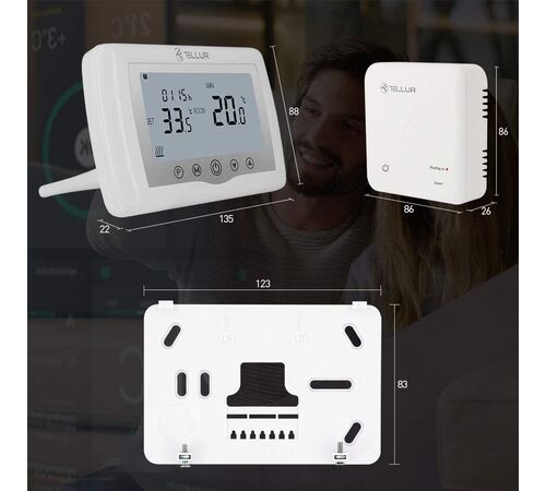Tellur Smart WiFi Ψηφιακός Θερμοστάτης, Boiler σε λευκό χρώμα