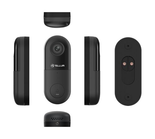 Tellur Video DoorBell WiFi Ασύρματο Κουδούνι Πόρτας με Κάμερα & Wi-Fi σε μαύρο/γκρι χρώμα FullHD (TLL331251)