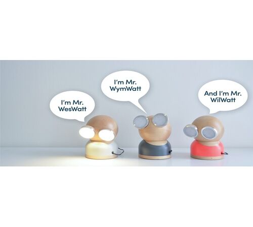 Designnest® GoggleLamp |Mr Watt| Επιτραπέζιο Φωτιστικό από ξύλο σφενδάμου και αλουμίνιο με ρύθμιση φωτεινότητας αφής (grey/blue/wood)