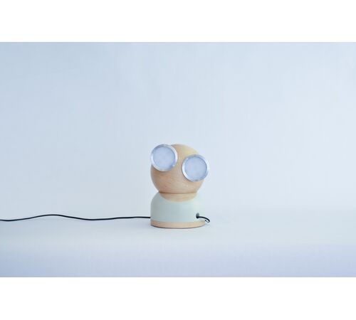 Designnest® GoggleLamp |Mr Watt| Επιτραπέζιο Φωτιστικό από ξύλο σφενδάμου και αλουμίνιο με ρύθμιση φωτεινότητας αφής (grey/blue/wood)