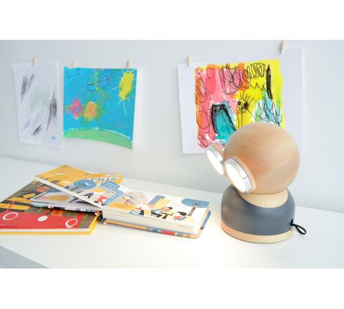 Designnest® GoggleLamp |Mr Watt| Επιτραπέζιο Φωτιστικό από ξύλο σφενδάμου και αλουμίνιο με ρύθμιση φωτεινότητας αφής (grey/blue/wood)