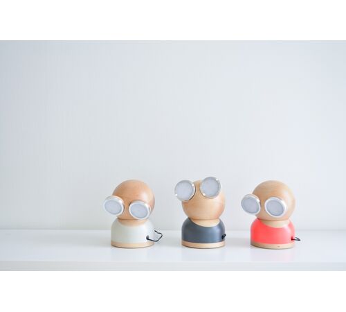 Designnest® GoggleLamp |Mr Watt| Επιτραπέζιο Φωτιστικό από ξύλο σφενδάμου και αλουμίνιο με ρύθμιση φωτεινότητας αφής (grey/blue/wood)