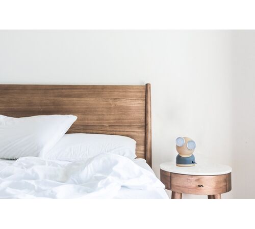 Designnest® GoggleLamp |Mr Watt| Επιτραπέζιο Φωτιστικό από ξύλο σφενδάμου και αλουμίνιο με ρύθμιση φωτεινότητας αφής (grey/blue/wood)