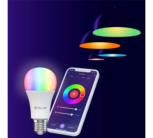 Tellur WiFi Smart Bulb E27, 9W Smart Λάμπα LED 820 Lumens για Ντουί E27 τηλεχειριζόμενη με WiFi (White/Warm/RGB/Dimmer)