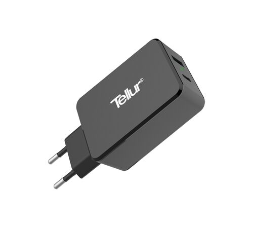Tellur Dual USB Wall Charger Quick Charge 3.0 6A Φορτιστής δύο θυρών (USB-C + QC3.0), σε μαύρο χρώμα