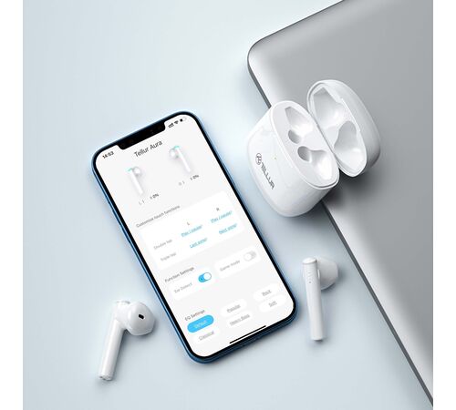 Tellur Aura Bluetooth True Wireless Headphones Ασύρματα Ακουστικά Bluetooth TWS – White