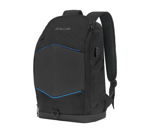Tellur GlowPack Laptop Backpack Ευρύχωρο Backpack με LED λωρίδες φωτισμού και θήκη για laptop έως 15,6" – Black (TLL611282)