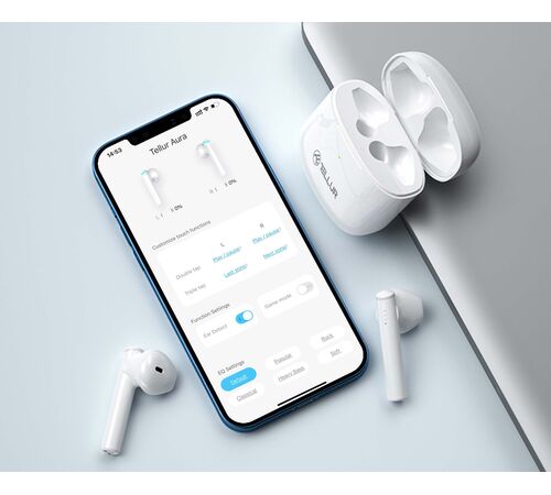 Tellur Aura Bluetooth True Wireless Headphones Ασύρματα Ακουστικά Bluetooth TWS – White