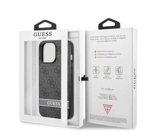 Guess "4G Logo Collection" Printed Stripe Θήκη προστασίας από δερματίνη – iPhone 13 Pro (Γκρι/Μαύρη)