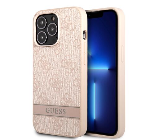Guess "4G Logo Collection" Printed Stripe Θήκη προστασίας από δερματίνη – iPhone 13 Pro (Ροζ)