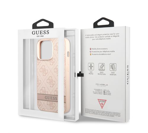 Guess "4G Logo Collection" Printed Stripe Θήκη προστασίας από δερματίνη – iPhone 13 Pro (Ροζ)