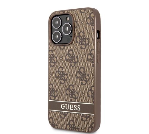 Guess "4G Logo Collection" Printed Stripe Θήκη προστασίας από δερματίνη – iPhone 13 Pro (Καφέ)