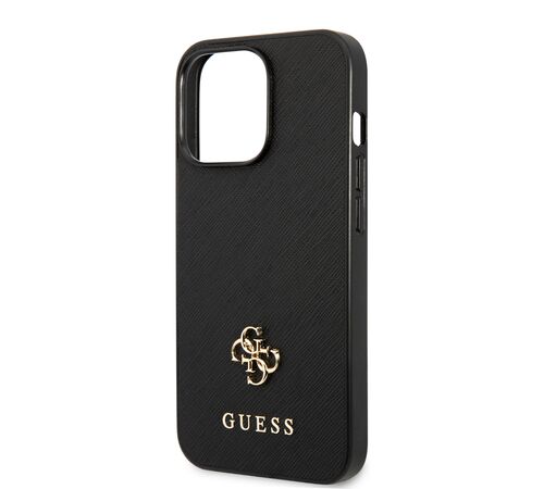 Guess "Small 4G Logo Collection" Hard Case Saffiano Leather Θήκη προστασίας από δερματίνη – iPhone 13 Pro (Μαύρη)
