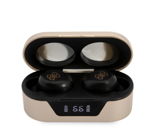 Guess Bluetooth Stereo Headset 5.0 True Wireless Ασύρματα Ακουστικά & θήκη φόρτισης (Gold - GUTWST31ED)