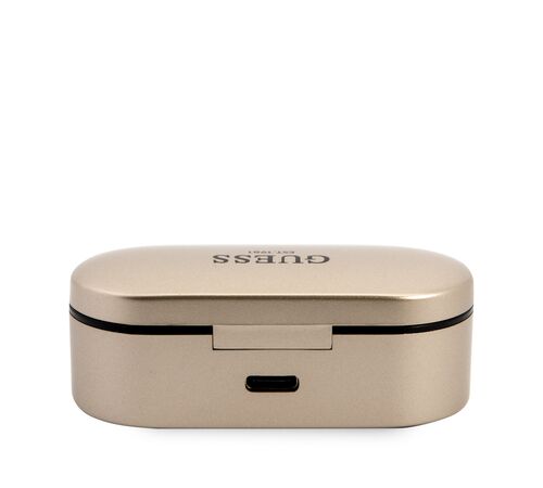Guess Bluetooth Stereo Headset 5.0 True Wireless Ασύρματα Ακουστικά & θήκη φόρτισης (Gold - GUTWST31ED)