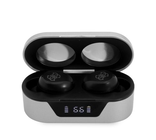 Guess Bluetooth Stereo Headset 5.0 True Wireless Ασύρματα Ακουστικά & θήκη φόρτισης (Silver - GUTWST31EG)