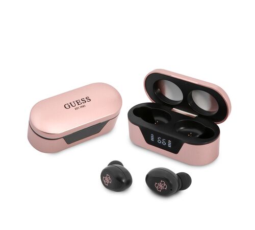 Guess Bluetooth Stereo Headset 5.0 True Wireless Ασύρματα Ακουστικά & θήκη φόρτισης (Pink - GUTWST31EP)