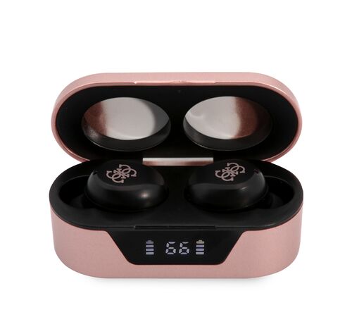 Guess Bluetooth Stereo Headset 5.0 True Wireless Ασύρματα Ακουστικά & θήκη φόρτισης (Pink - GUTWST31EP)