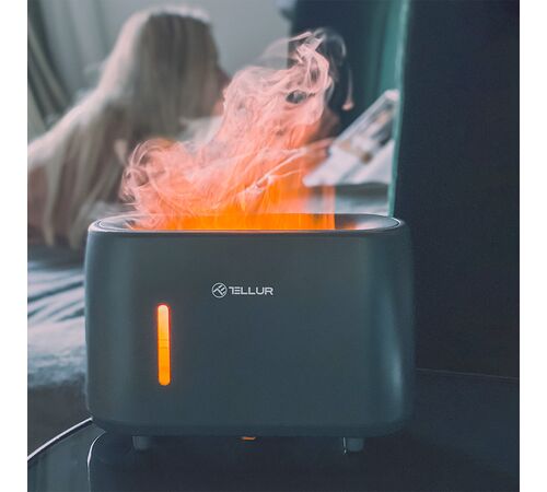 Tellur Flame Aroma Diffuser Ηλεκτρονικός υγραντήρας τηλεχειριζόμενος σε σκούρο γκρι χρώμα (TLL441131)