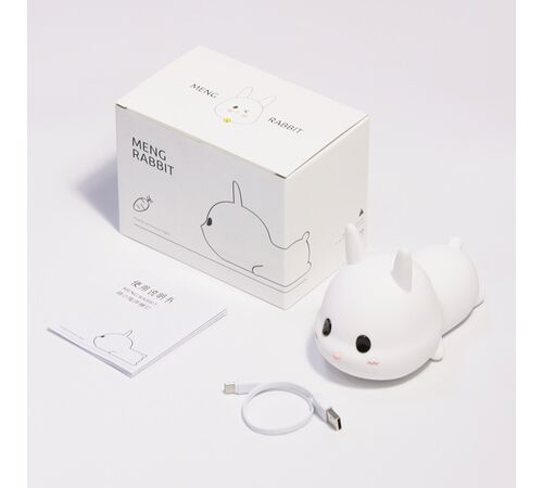 Designnest® Meng Rabbit Night Lamp Κουνελάκι Φωτιστικό νυκτός από μαλακή σιλικόνη με χρονοδιακόπτη